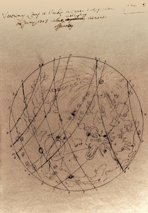 Drawing of the Moon by Manfredi, 1703